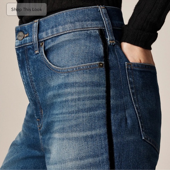 J.Crew Tall Denim trouser jean with velvet stripe 26-Tall - Picture 3 of 7